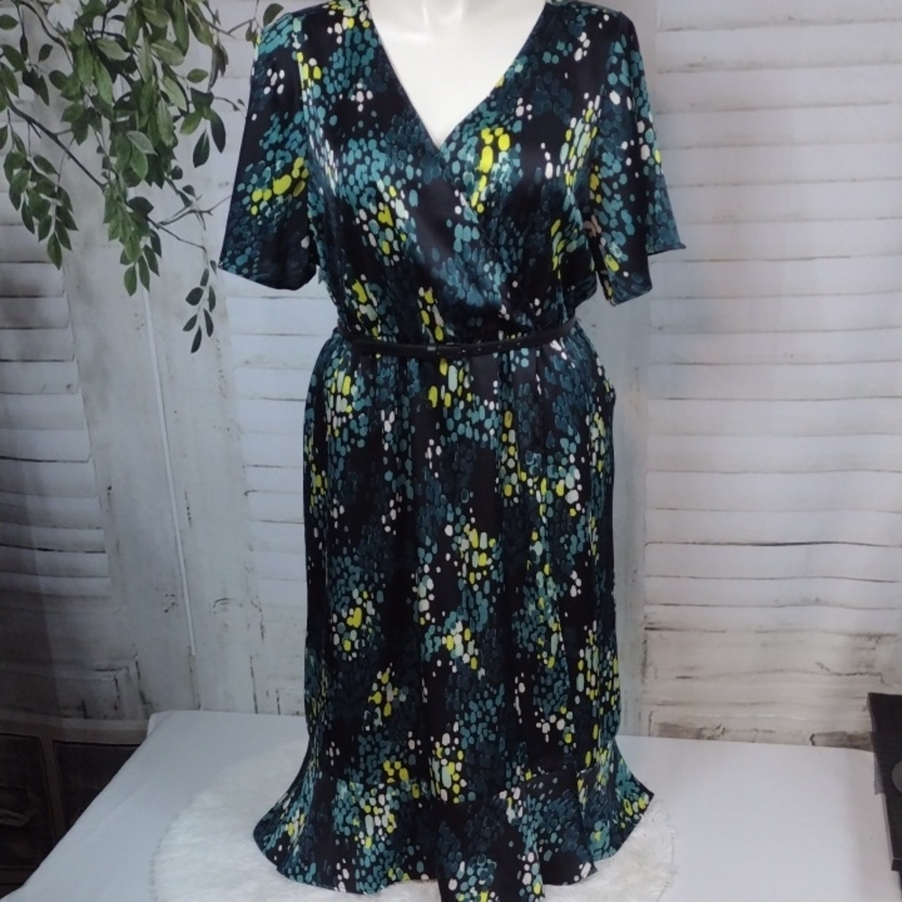 Torrid Black And Green Hgh Low Midi Dress Size 3X